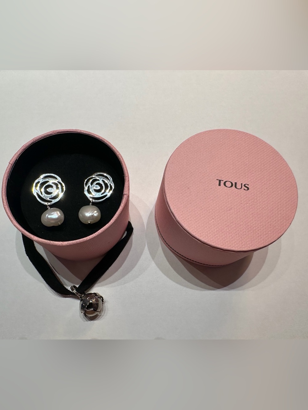 SILVER TOUS ROSA D'ABRIL EARRINGS WITH PEARLS